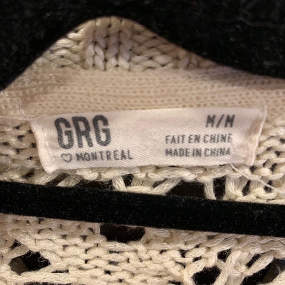 GARAGE Ivory Eyelet Crocheted Sweater In Size Medium - Picture 10 of 10